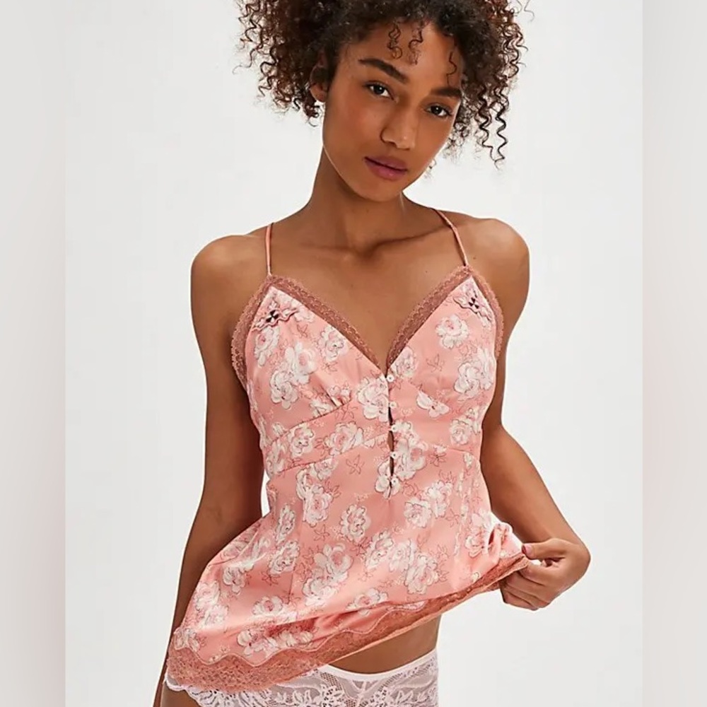 Free People Night Special Floral lace‎ Tangerine Cami size Small New Boho